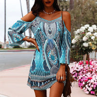 Off-Shoulder Zomerjurk met Etnische Print - Eliana