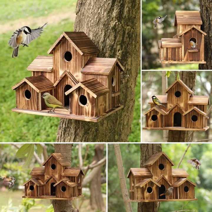 6 Gats Handgemaakt Vogelhuisje - NestHaven