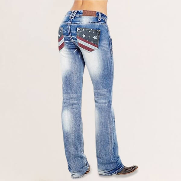 Dames Bootcut Jeans met Vlag Details – Madison