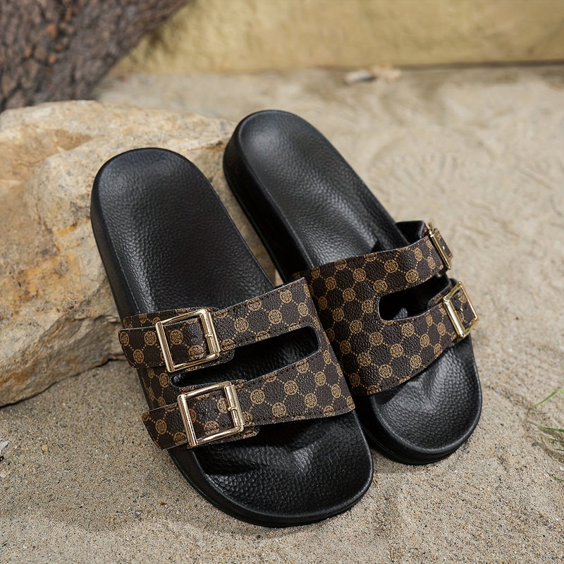 Verstelbare Sandalen met Zwart-Bruin Patroon – Noëla