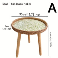 Scandinavische Rotan Bijzettafel - Elin