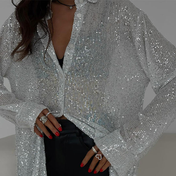 Losse Blouse met Glimmende Pailletten – Celeste