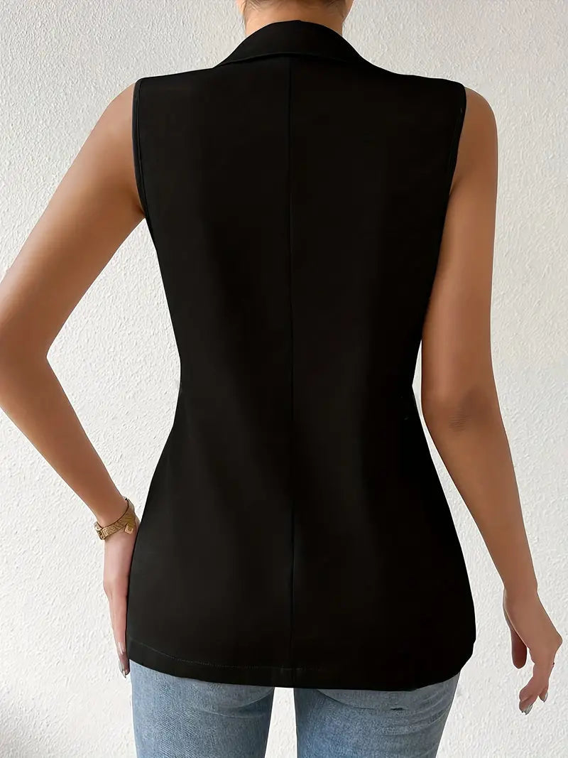 Trendy Mouwloze Blazer met Knoopdetails - Yara