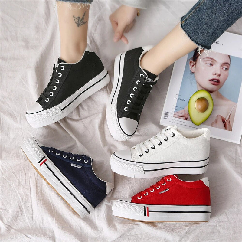 Stijlvolle Dames Canvas Sneakers met Plateauzool – Leonie