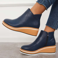 Trendy Dames Enkellaarzen met Ritssluiting en Plateau - Alessia
