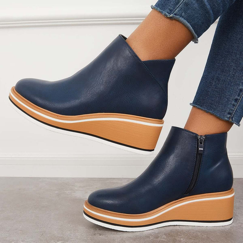 Trendy Dames Enkellaarzen met Ritssluiting en Plateau - Alessia
