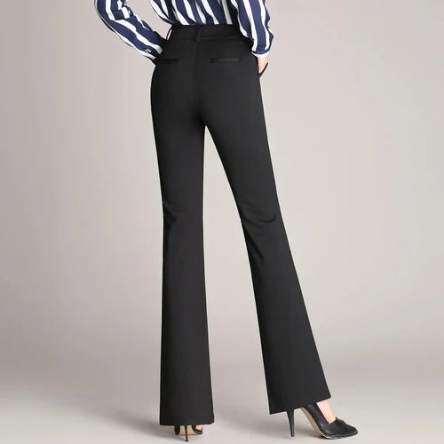 Slanke Uitlopende High Waist Broek – Mila