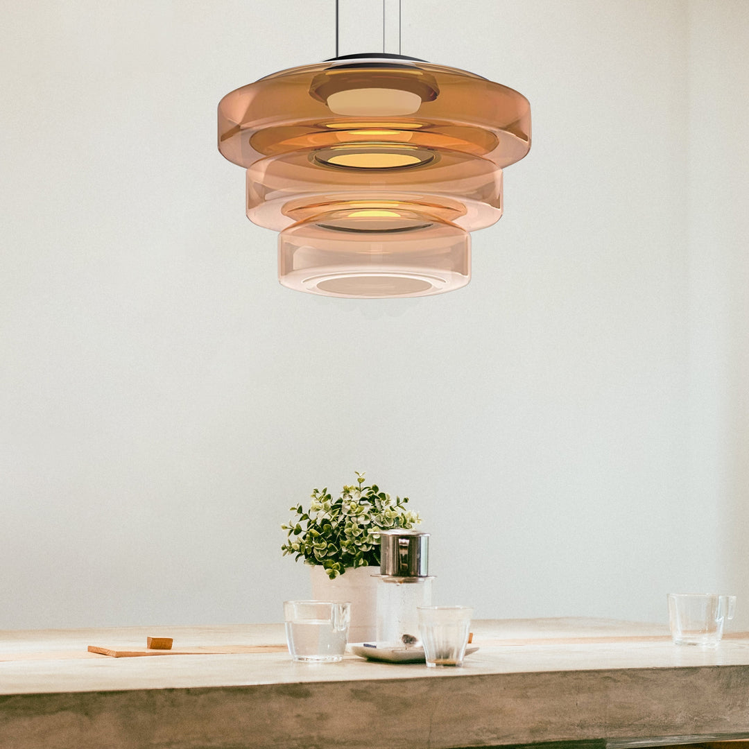 Moderne Glazen Hanglamp in Bauhaus Stijl - AuroraSphere