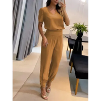Trendy dames jumpsuit met korte mouwen en wijde pijpen - Alina