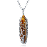 Stijlvolle Kristal met Levensboom Edelsteen Halsketting - Elara