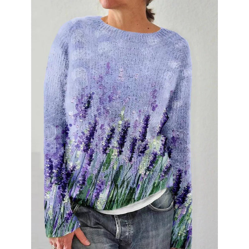 Bloemenprint Trui met Levendige Kleuren - Florina