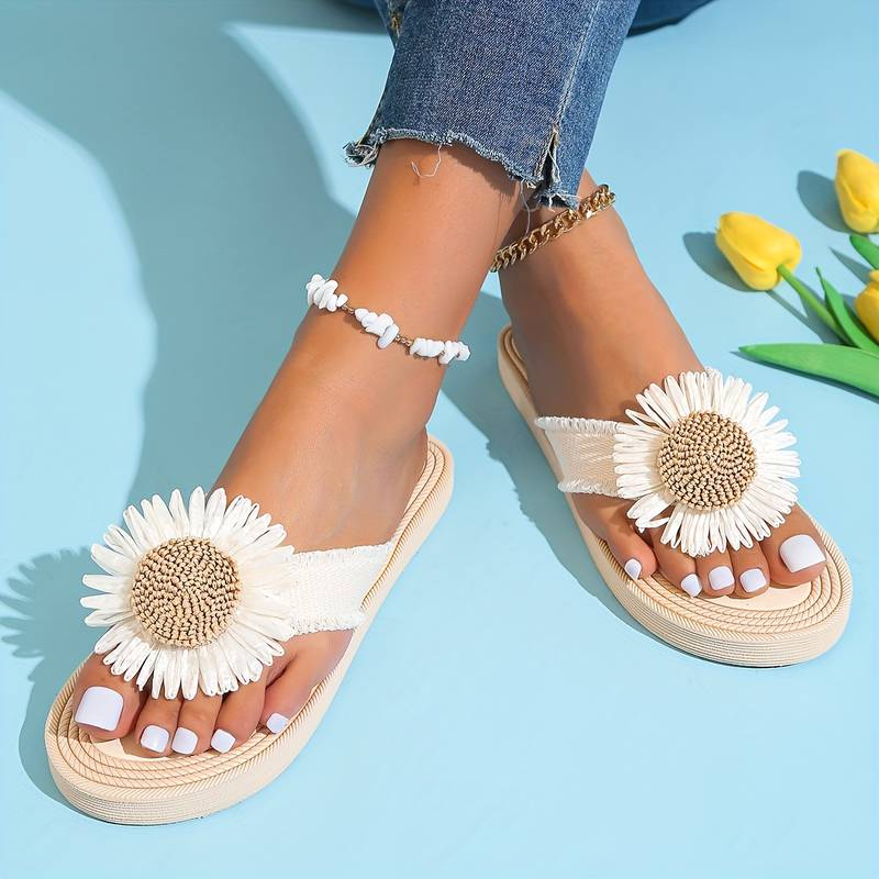 Boho Slip-On Sandalen met Bloemdetail – Marivi