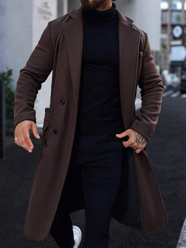 Luxe Bruine Lange Jas voor Heren - Alden