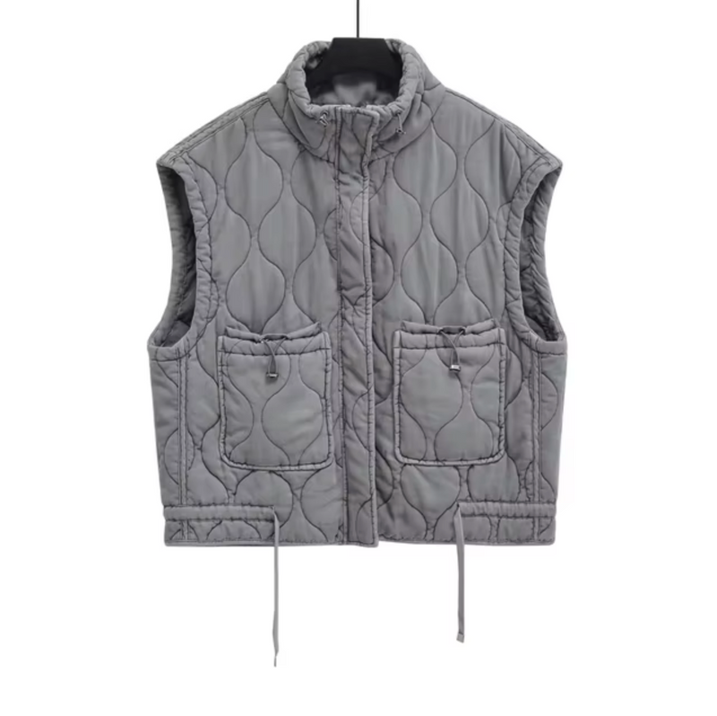 Grijze Mouwloze Katoenen Bodywarmer – Thalia