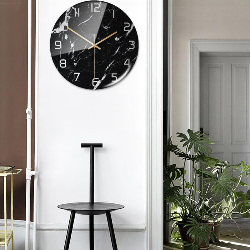 Stijlvolle Wandklok met Marmeren Textuur - MarbleTime