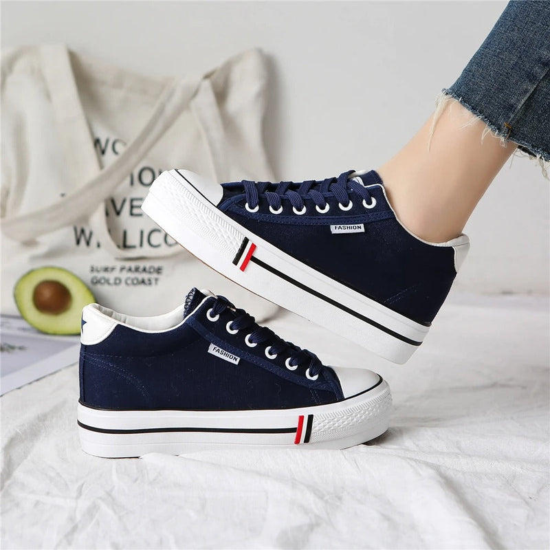 Stijlvolle Dames Canvas Sneakers met Plateauzool – Leonie