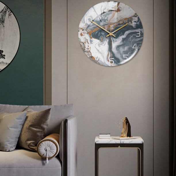 Stijlvolle Wandklok met Marmeren Textuur - MarbleTime