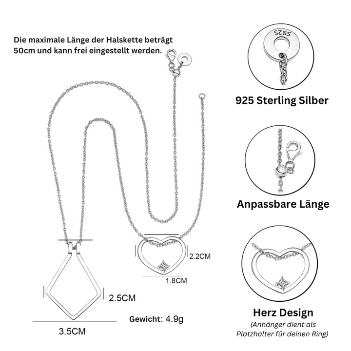Ringhouder Hart Halsketting - Amelina