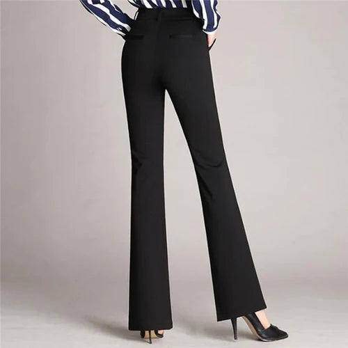 Slanke Uitlopende High Waist Broek – Mila