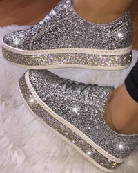 Stijlvolle Plateau Glitter Dames Sneakers - Sienna