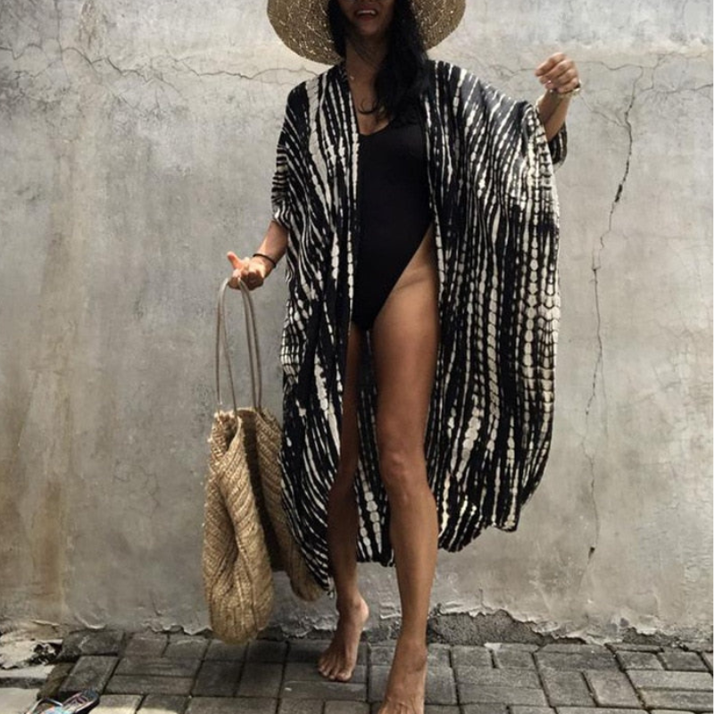 Boho Chiffon Strandblouse met Kimonomouwen – Ziva
