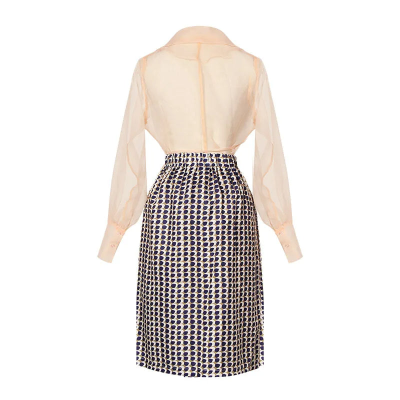Tweedelige Chiffon Zomerset met Riem en Rok – Maurelle