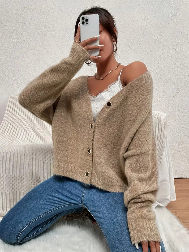 Khaki Gebreide Trui voor Dames - Evelyn