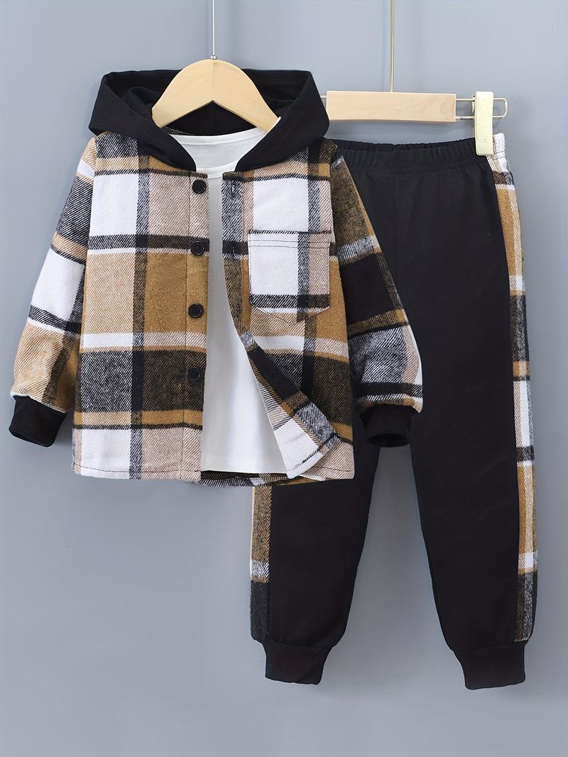 2-delige Jongensset Jordy met Geruite Hoodie en Joggingbroek