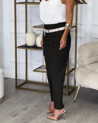 Trendy Dames Patchwork Broek met Riem - Liv