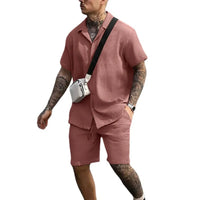 Tweedelige zomeroutfit voor heren met een overhemd en shorts – Milan