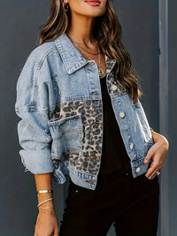 Wildly Chic Luipaardprint Denim Jas - Leona