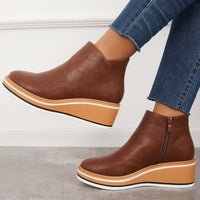 Trendy Dames Enkellaarzen met Ritssluiting en Plateau - Alessia