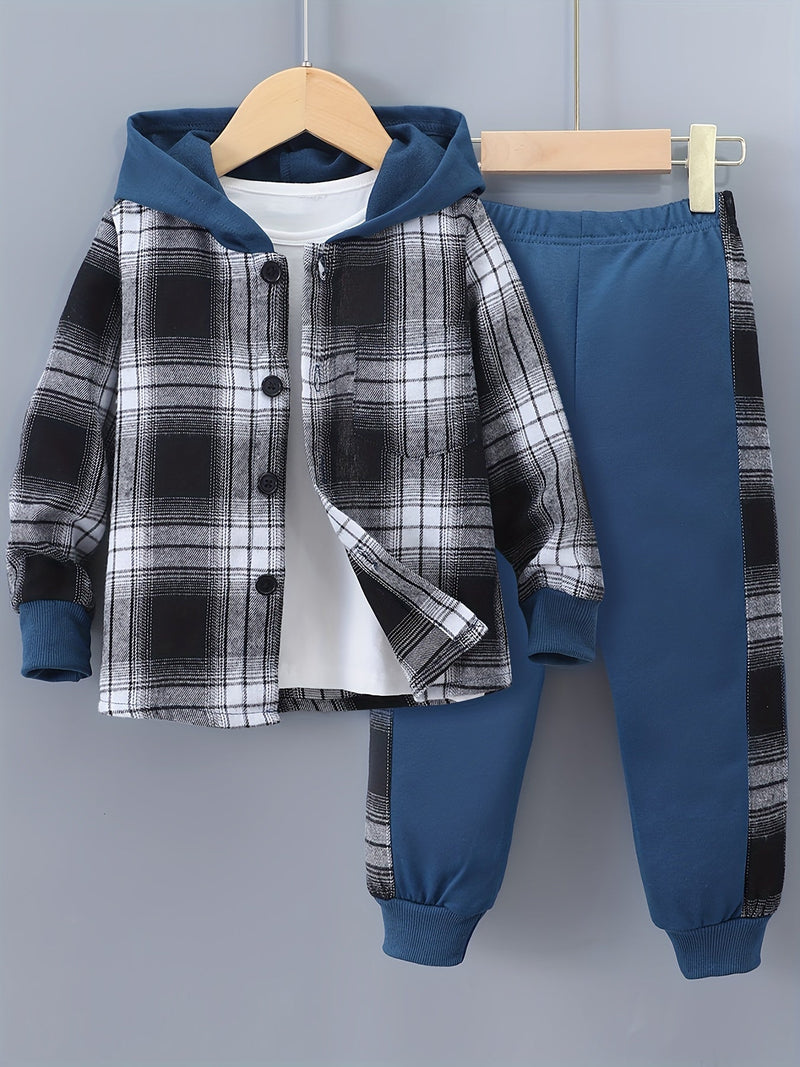 2-delige Jongensset Jordy met Geruite Hoodie en Joggingbroek