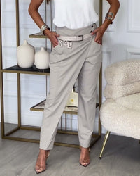 Trendy Dames Patchwork Broek met Riem - Liv