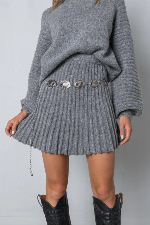 Trendy Geplooide Trui- en Rokset - Isabella