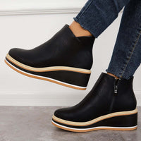 Trendy Dames Enkellaarzen met Ritssluiting en Plateau - Alessia