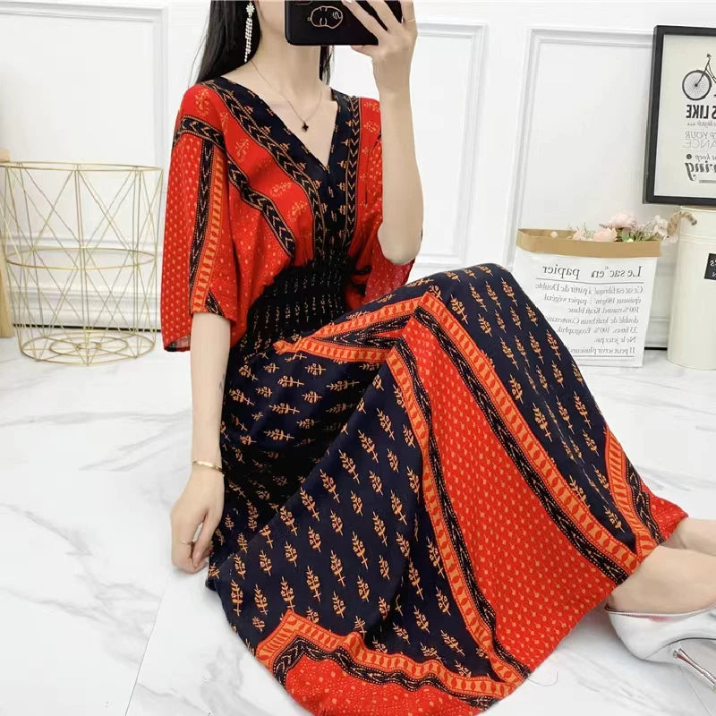 Vardi Dante™ Mia Maxi-Jurk | Retro & Casual