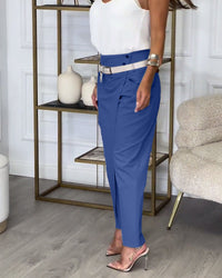 Trendy Dames Patchwork Broek met Riem - Liv