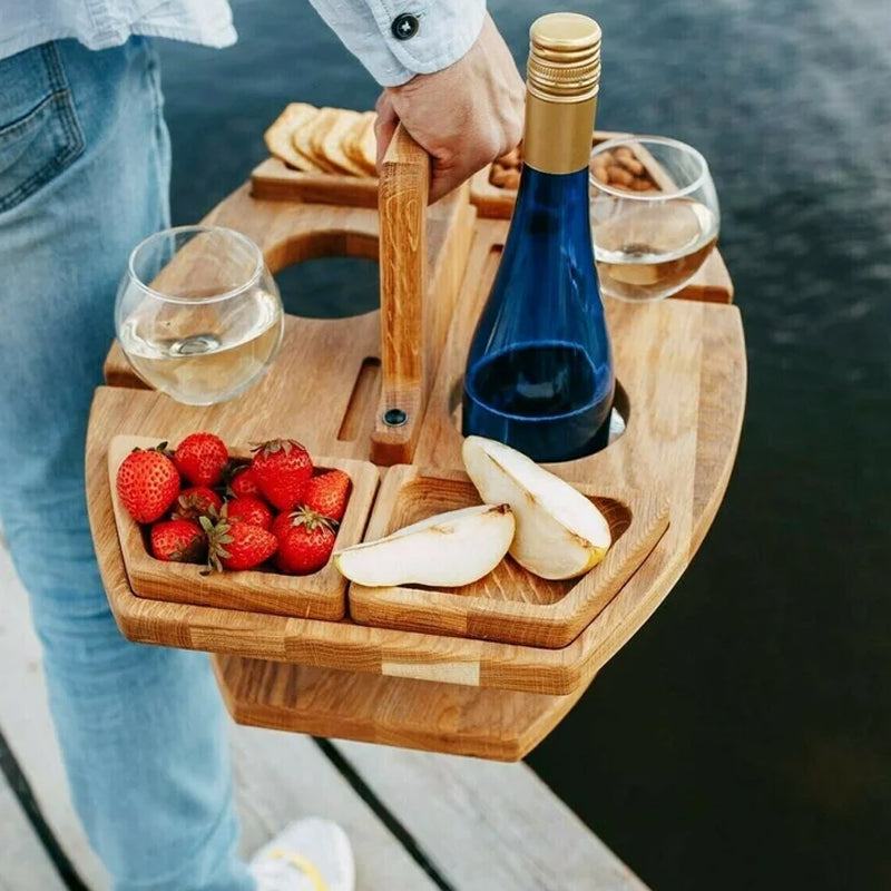 Draagbare Houten Picknickwijntafel - WineNest