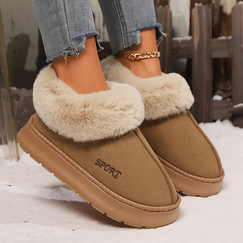 Warme Pluche Dames Pantoffels met Antislip Zool - Sienna