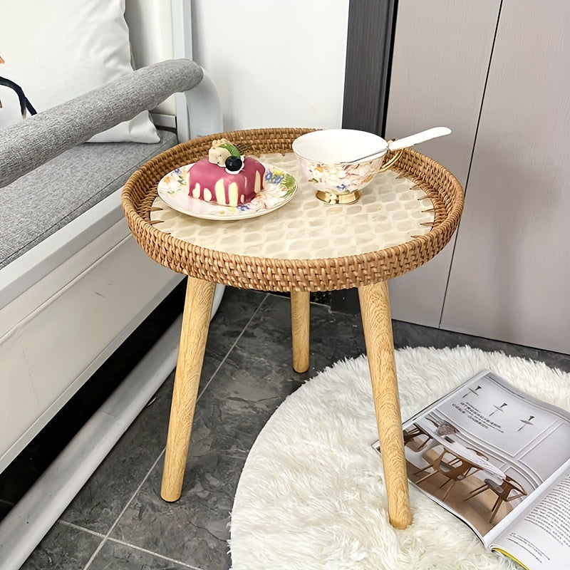 Scandinavische Rotan Bijzettafel - Elin