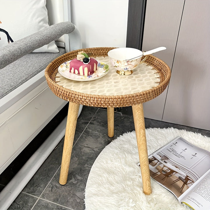 Scandinavische Rotan Bijzettafel - Elin