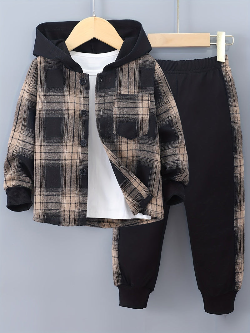 2-delige Jongensset Jordy met Geruite Hoodie en Joggingbroek