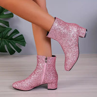 Dames Glitter Enkellaarsjes met Hak – Raelene