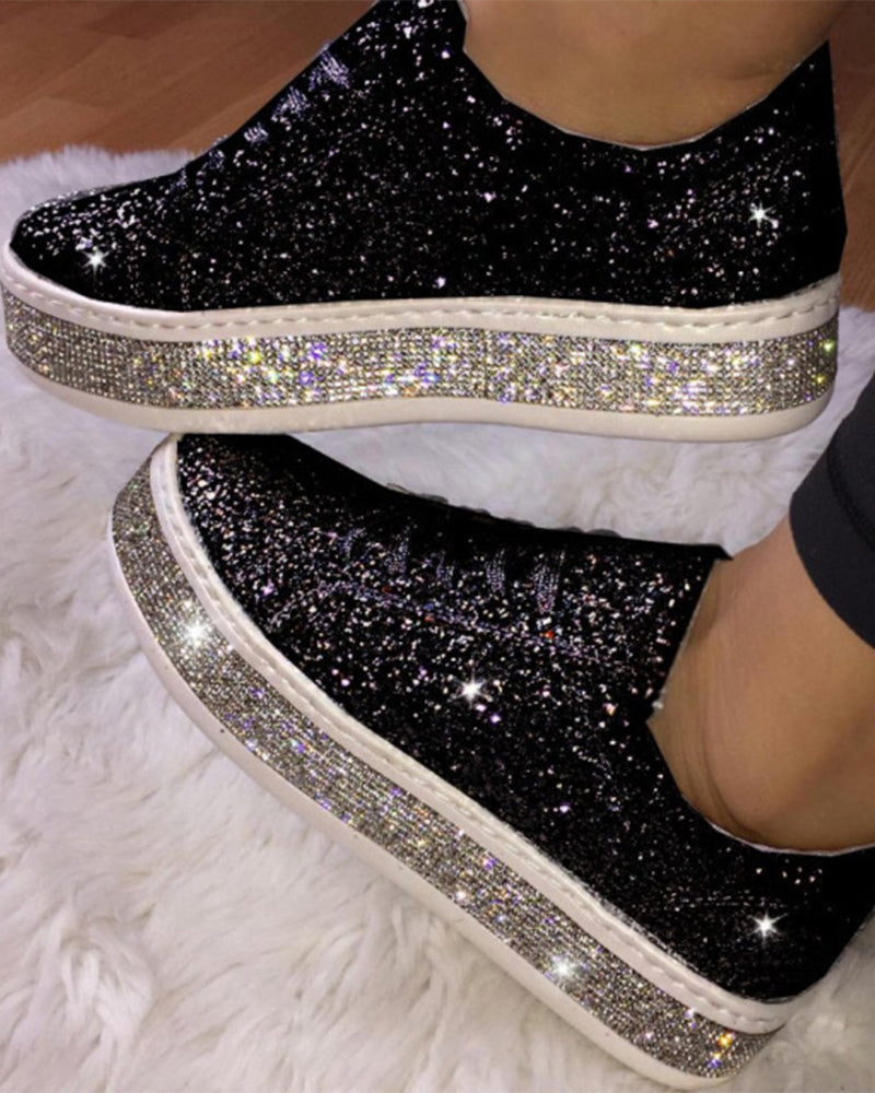Stijlvolle Plateau Glitter Dames Sneakers - Sienna