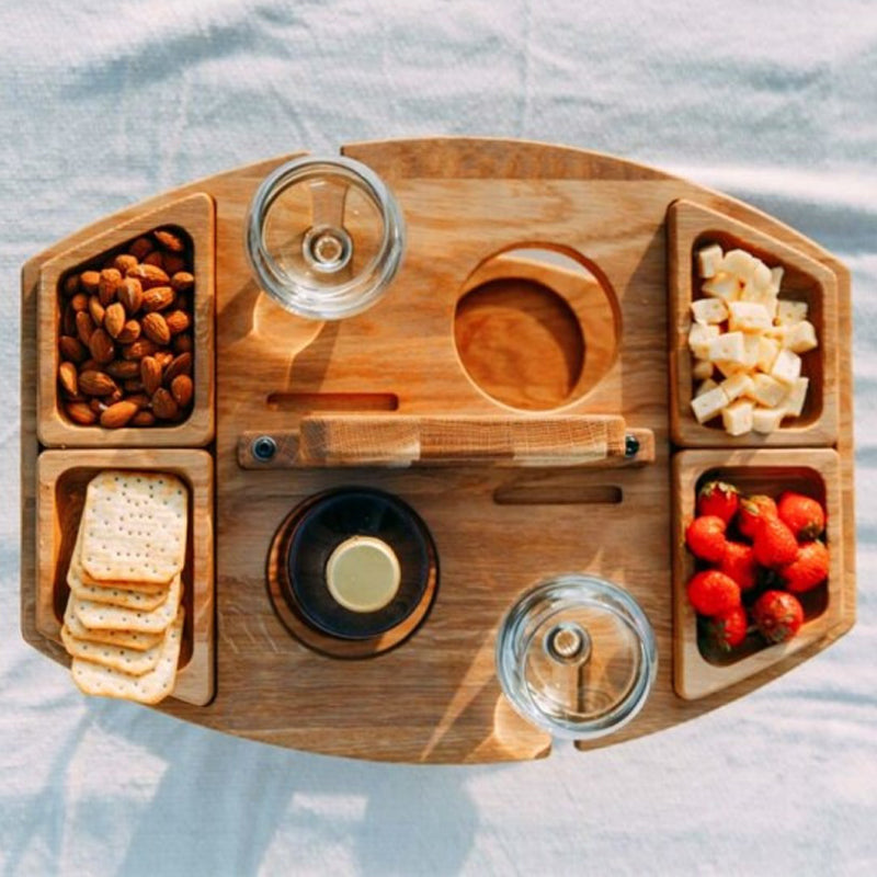 Draagbare Houten Picknickwijntafel - WineNest