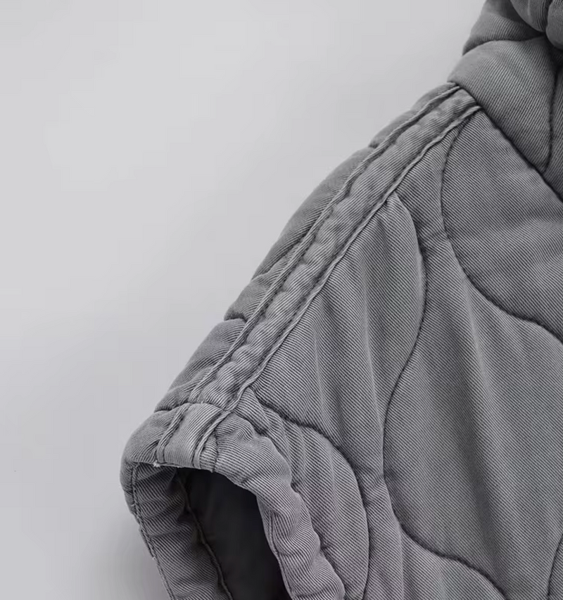 Grijze Mouwloze Katoenen Bodywarmer – Thalia