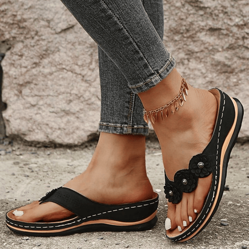 Orthopedische Dames Sandalen met Bloemendetail – Melina