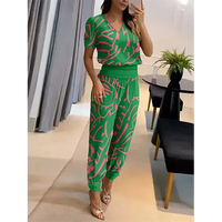 Trendy dames jumpsuit met korte mouwen en wijde pijpen - Alina