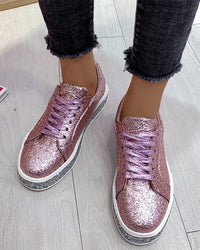 Stijlvolle Plateau Glitter Dames Sneakers - Sienna